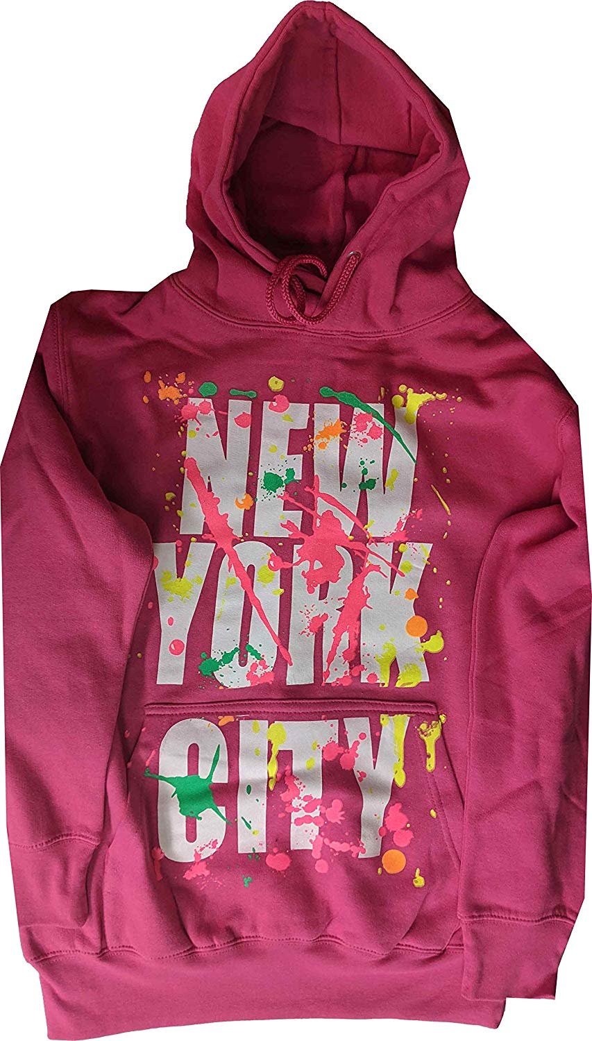 New York Paint Splash Sweat à Capuche Adulte Unisexe Rose Vif