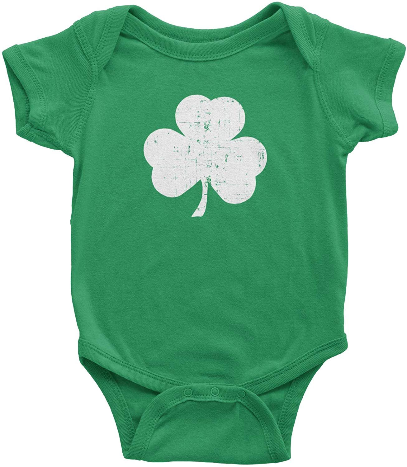 Shamrock Baby Strampler (Distressed Design, Grün &amp; Weiß)