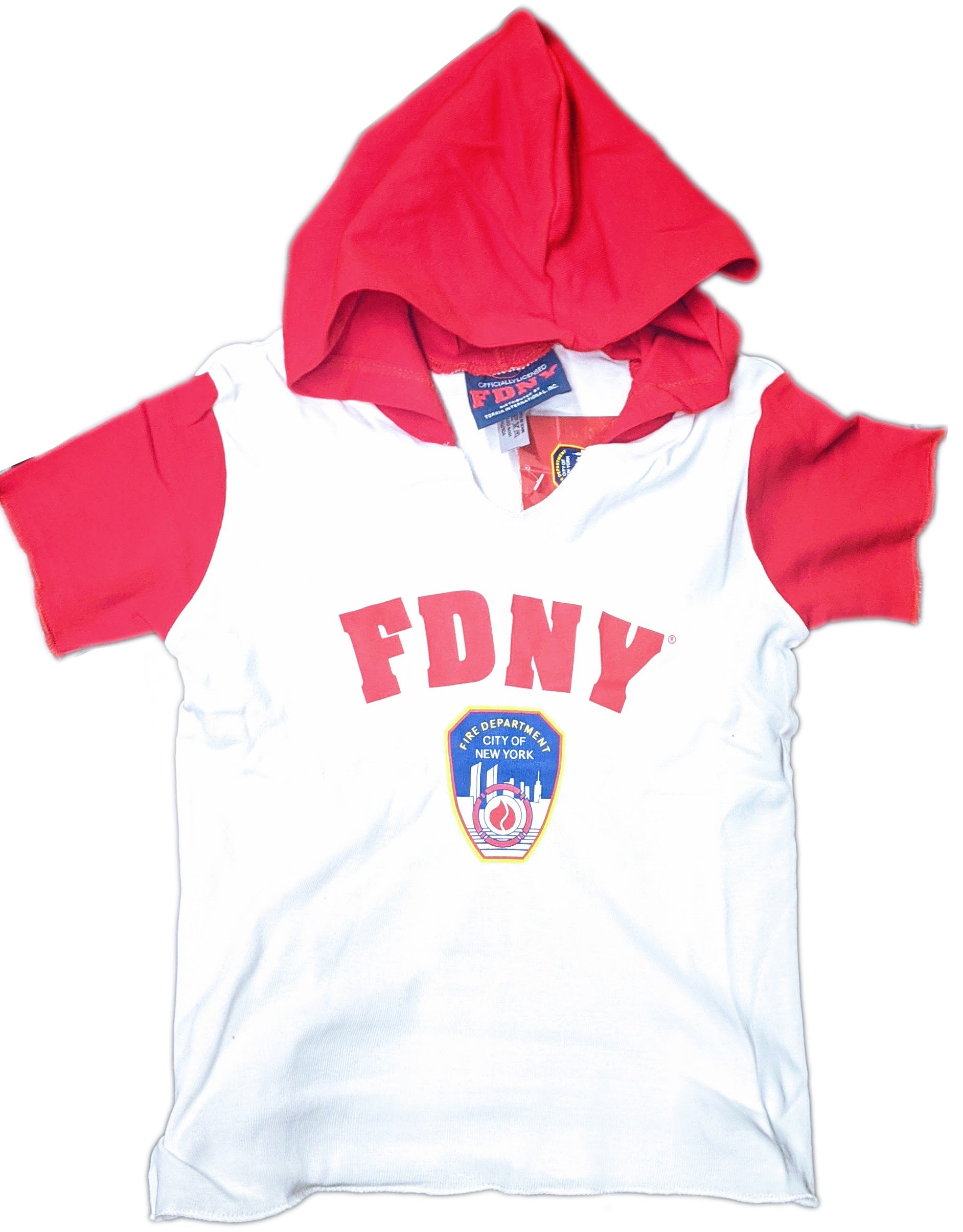 FDNY T-shirt à capuche pour enfants Youth NY Fire Dept Boys Girls Tee Rouge Blanc