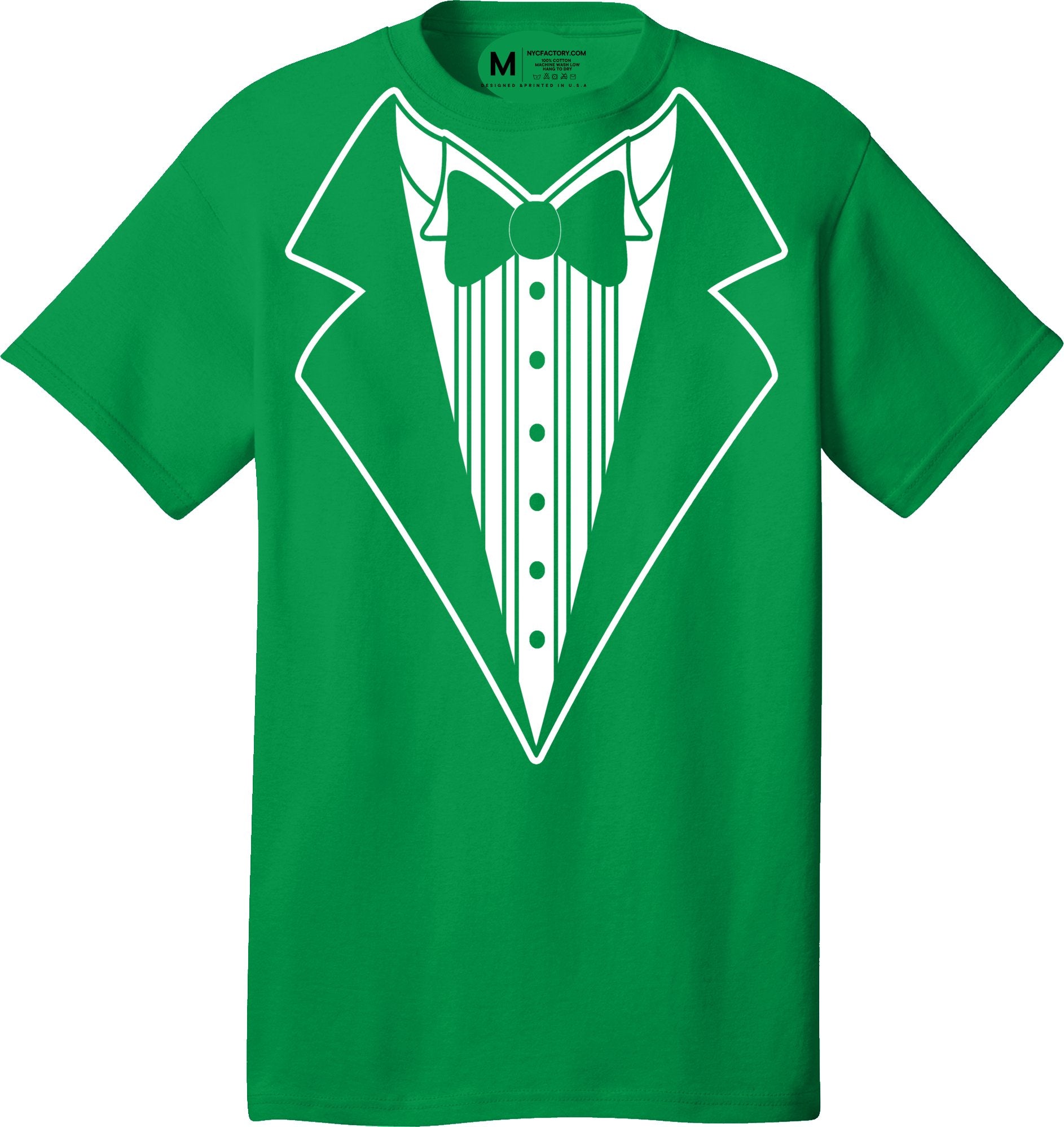 Men's Funny Tuxedo T-Shirt (Irish Green, Bowtie Design)