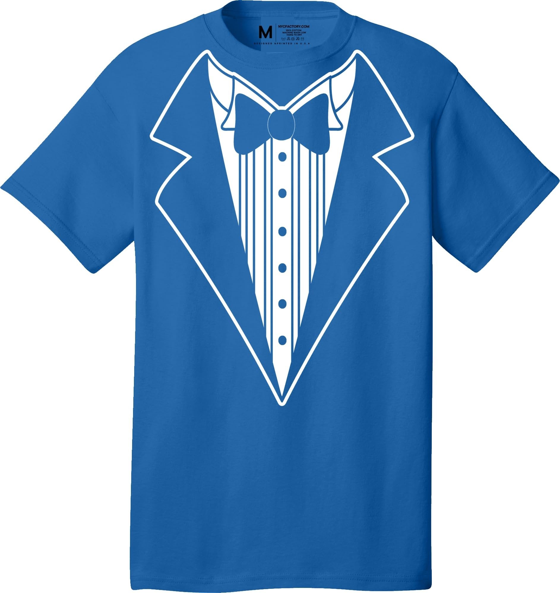 Men's Funny Tuxedo T-Shirt (Royal Blue, Bowtie Design)