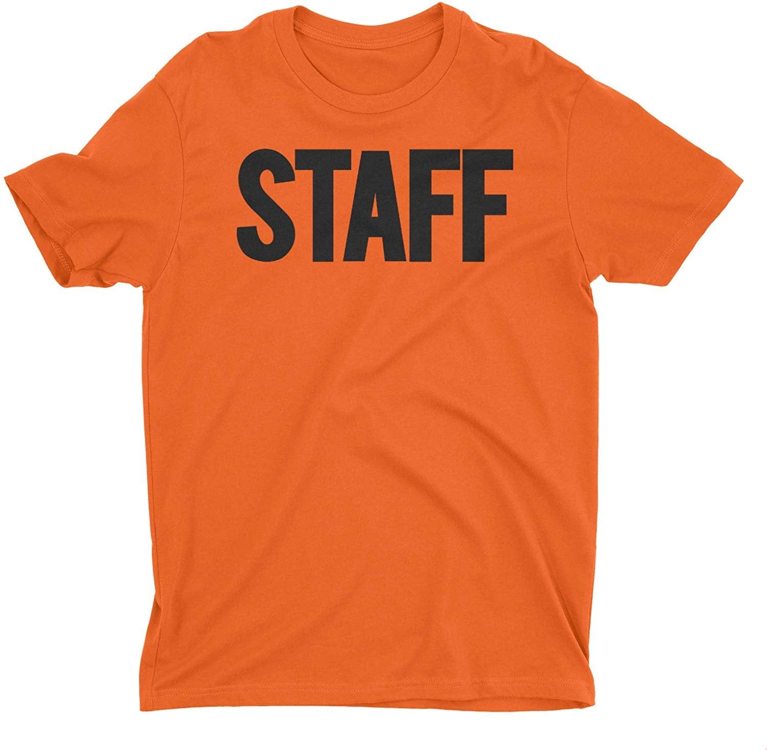 Herren Staff T-Shirt Vorderseite Rückseite Siebdruck T-Shirt (BB, Orange &amp; Schwarz)