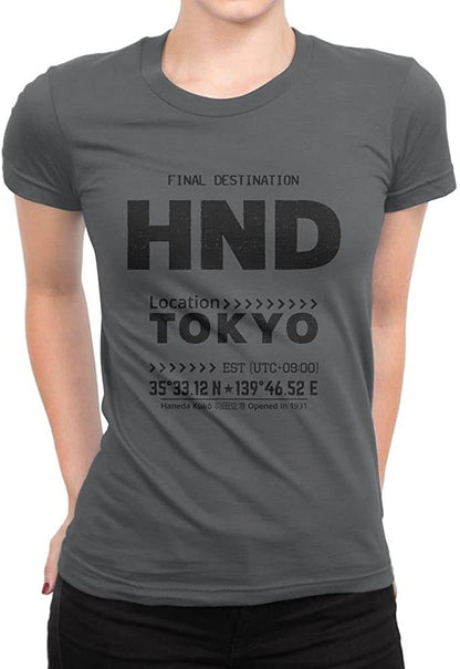 Tokyo Ladies Tee Retro Hnd T-Shirt Japan Womens Shirt Black Airport