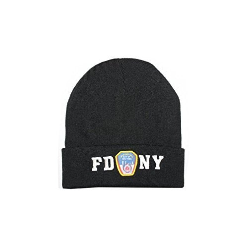 FDNY Winter Hat Police Badge Fire Department Of New York City Noir &amp; Blanc O...