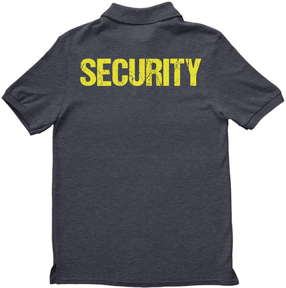 Security Polo Shirt Front & Back Print (Distressed, Charcoal & Neon)