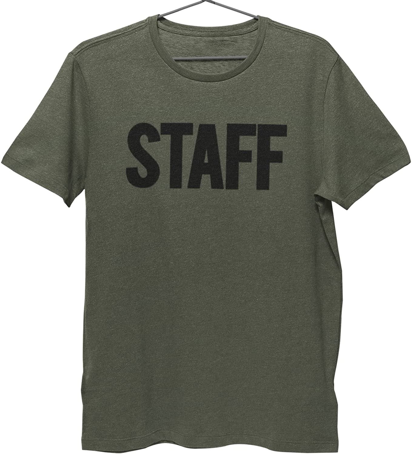 Herren Staff T-Shirt Vorderseite Rückseite Siebdruck T-Shirt (BB, Heather Military Green)