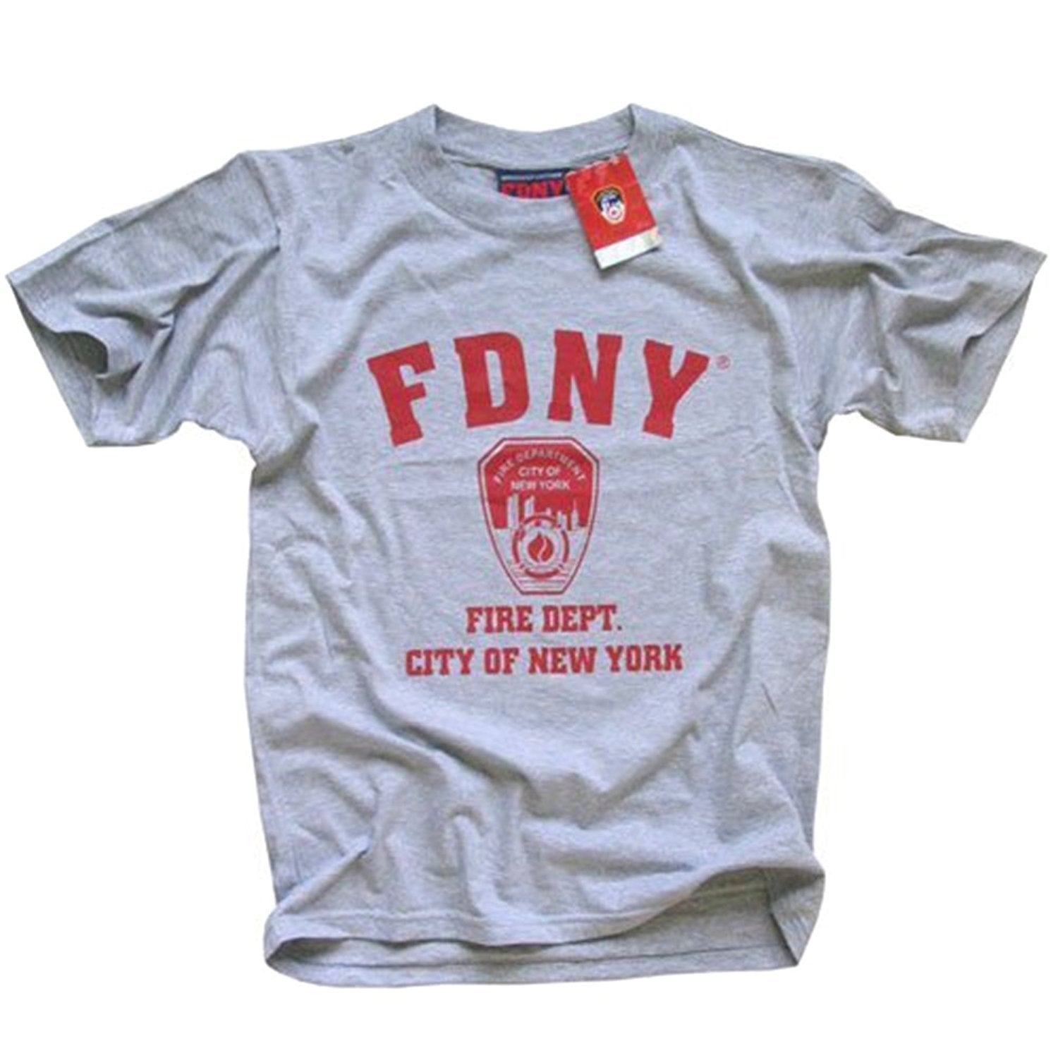 FDNY T-Shirt, Officially Licensed Crewneck New York Fire Department Athletic Tee, Gray