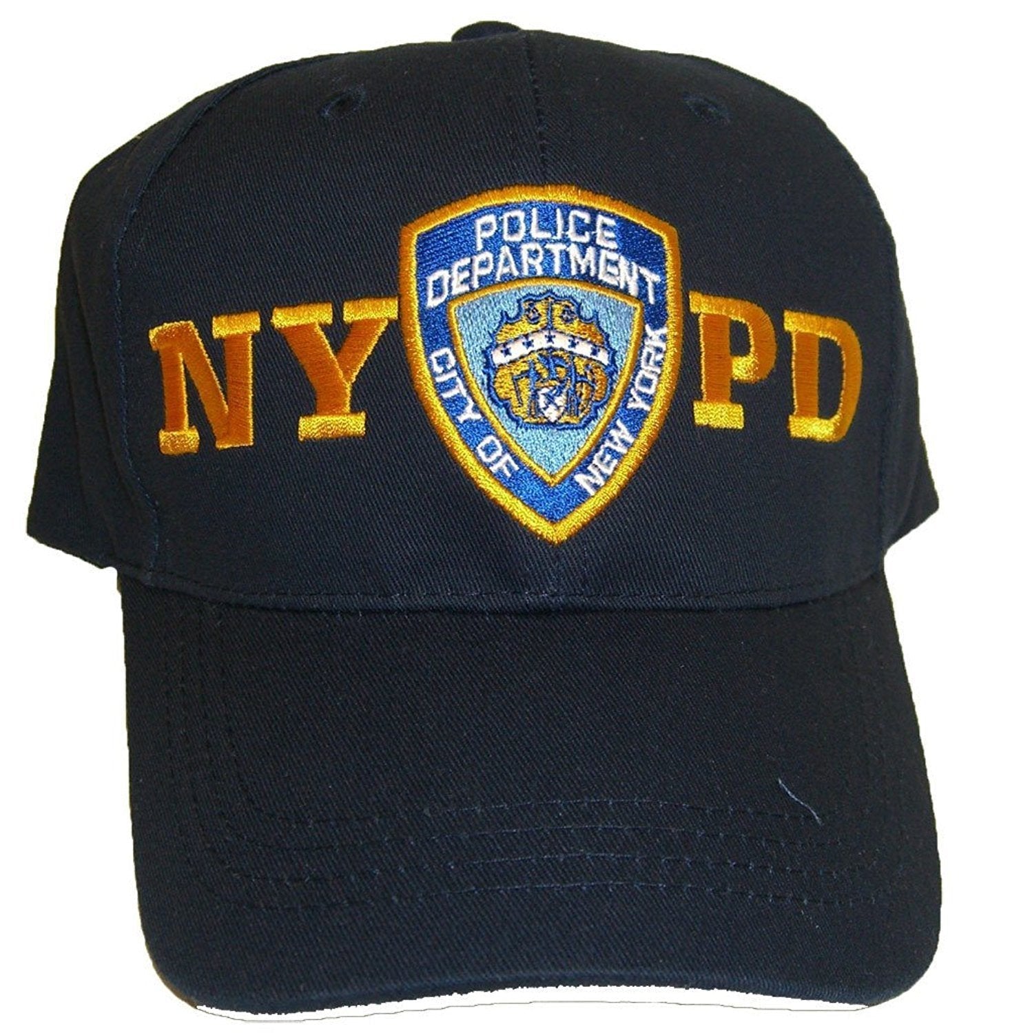 Men's NYPD Baseball Hats (Navy, Gold, Thick Letters)