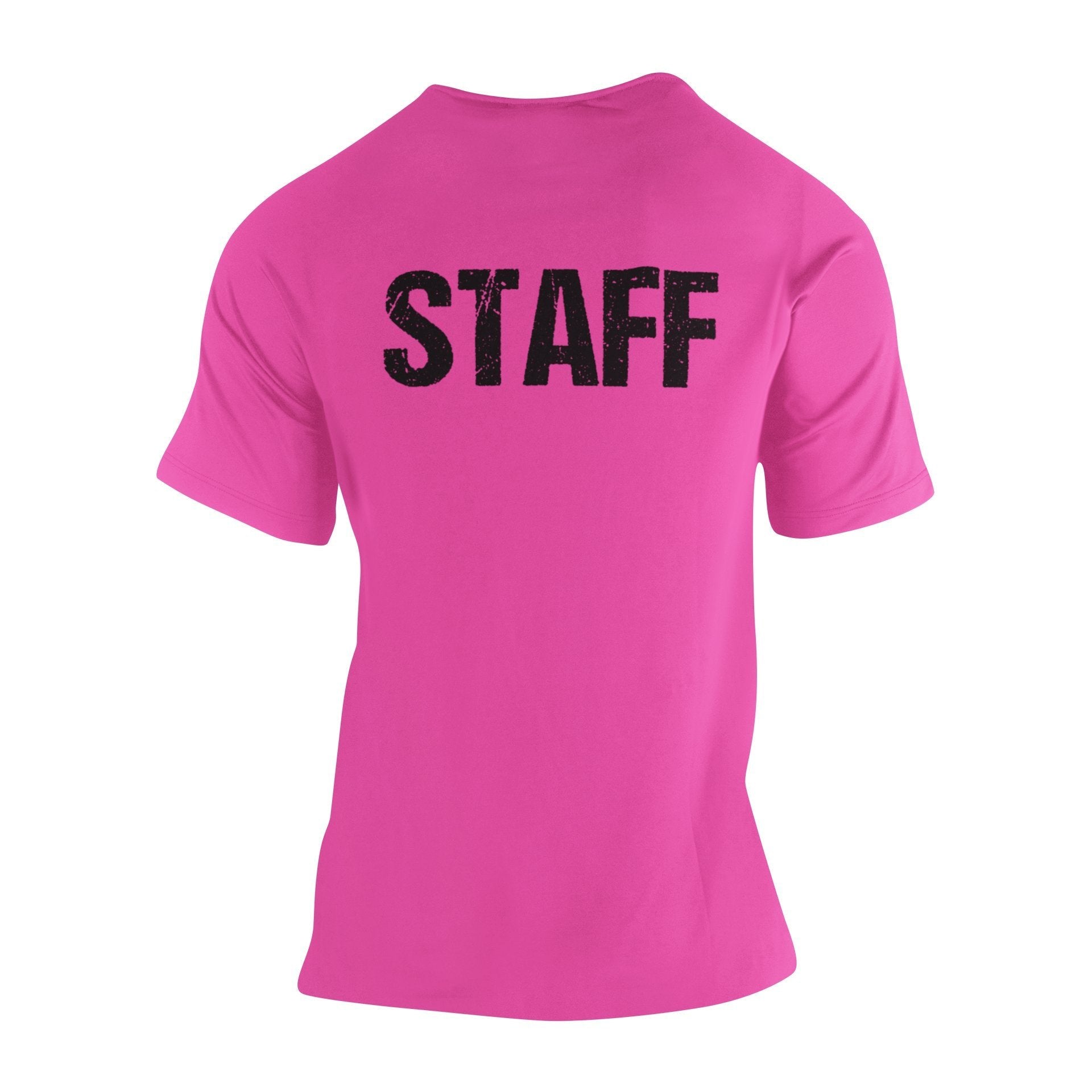 Staff Herren T-Shirt Front &amp; Back Print (Distressed Design, Neon Pink &amp; Black)