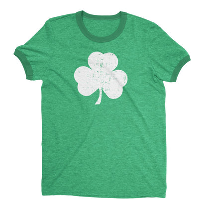 Shamrock Ringer Tee Design vieilli pour homme Vert chiné