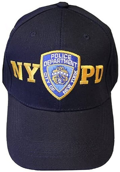 Men's NYPD Baseball Hats (Navy, Gold, Thick Letters)