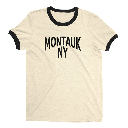 Montauk Beach Ringer Tee Retro Style Men's T-Shirt - NYC Factory - Natural