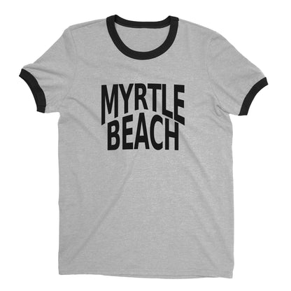 Myrtle Beach Ringer Tee Retro Style Men's T-Shirt - NYC Factory - Heather Gray