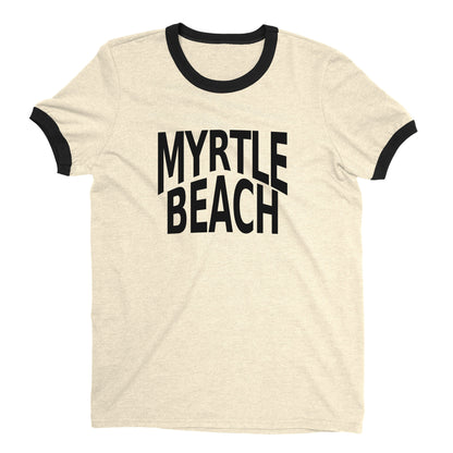Myrtle Beach Ringer Tee Retro Style Men's T-Shirt - NYC Factory - Natural