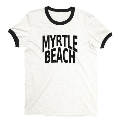 Myrtle Beach Ringer Tee Retro Style Men's T-Shirt - NYC Factory - White