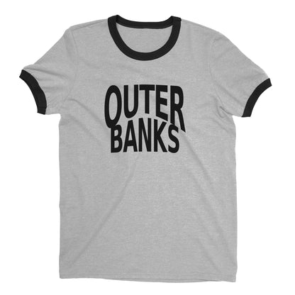 Outer Banks Ringer Tee Retro Style Men's T-Shirt - NYC Factory - Heather Gray