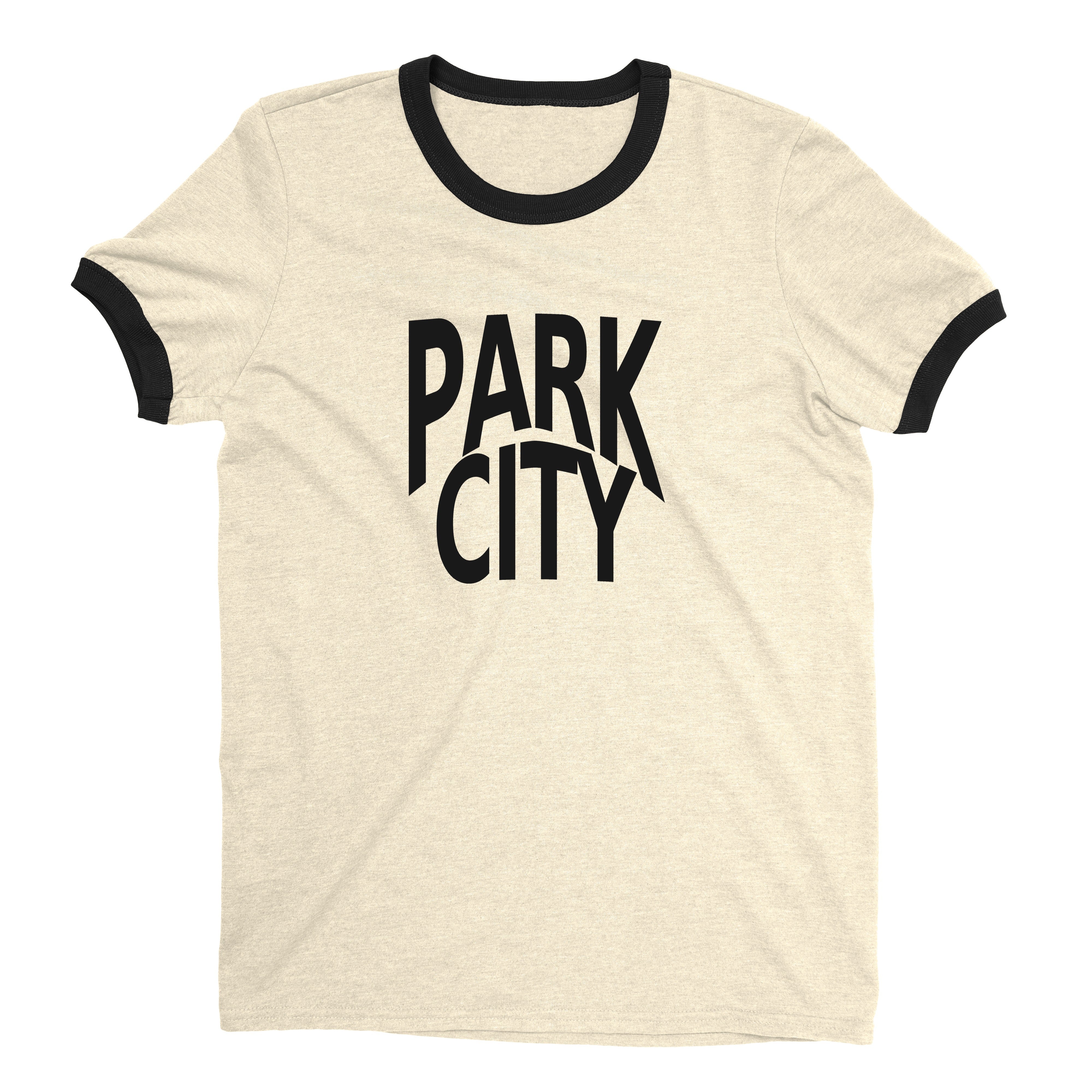 Park City Ski Resort Ringer Tee Retro Style Men's T-Shirt - NYC Factory - Natural
