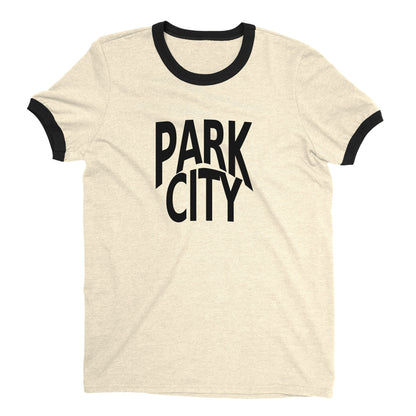 Park City Ski Resort Ringer Tee Retro Style Men's T-Shirt - NYC Factory - Natural