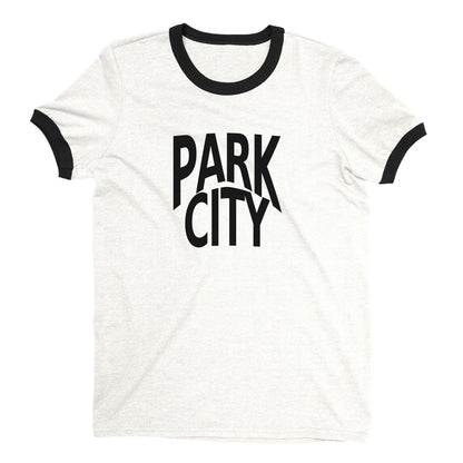 Park City Ski Resort Ringer Tee Retro Style Men's T-Shirt - NYC Factory - White