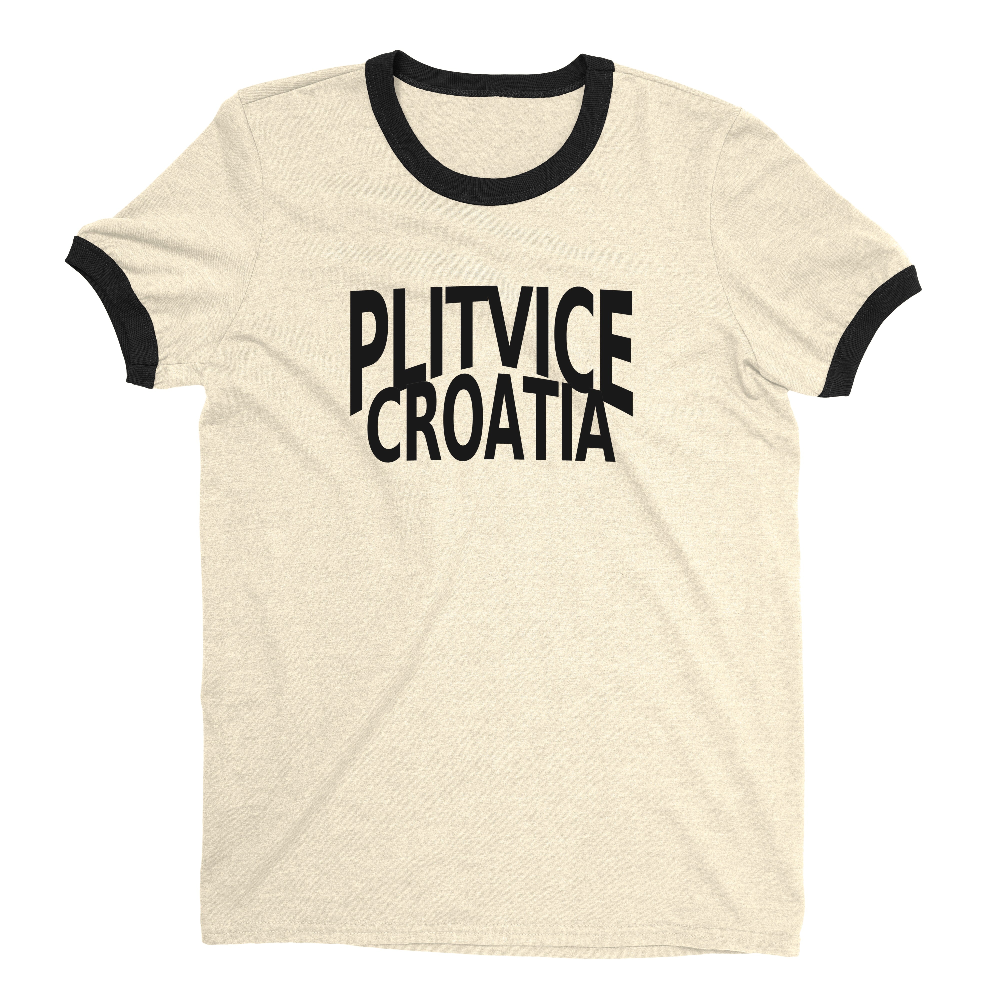 Plitvice Lakes National Park Ringer Tee Retro Style Men's T-Shirt - NYC Factory - Natural