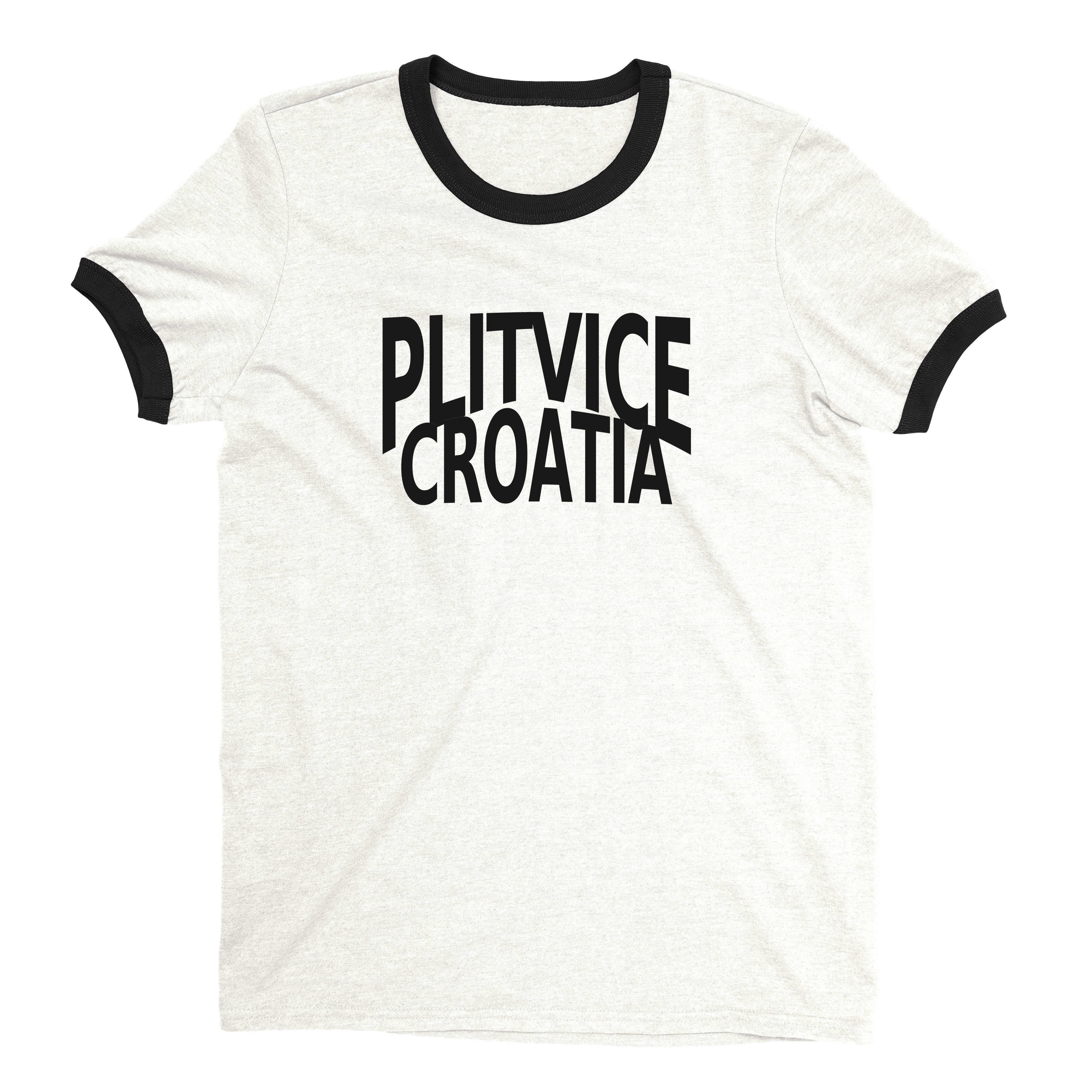 Plitvice Lakes National Park Ringer Tee Retro Style Men's T-Shirt - NYC Factory - White