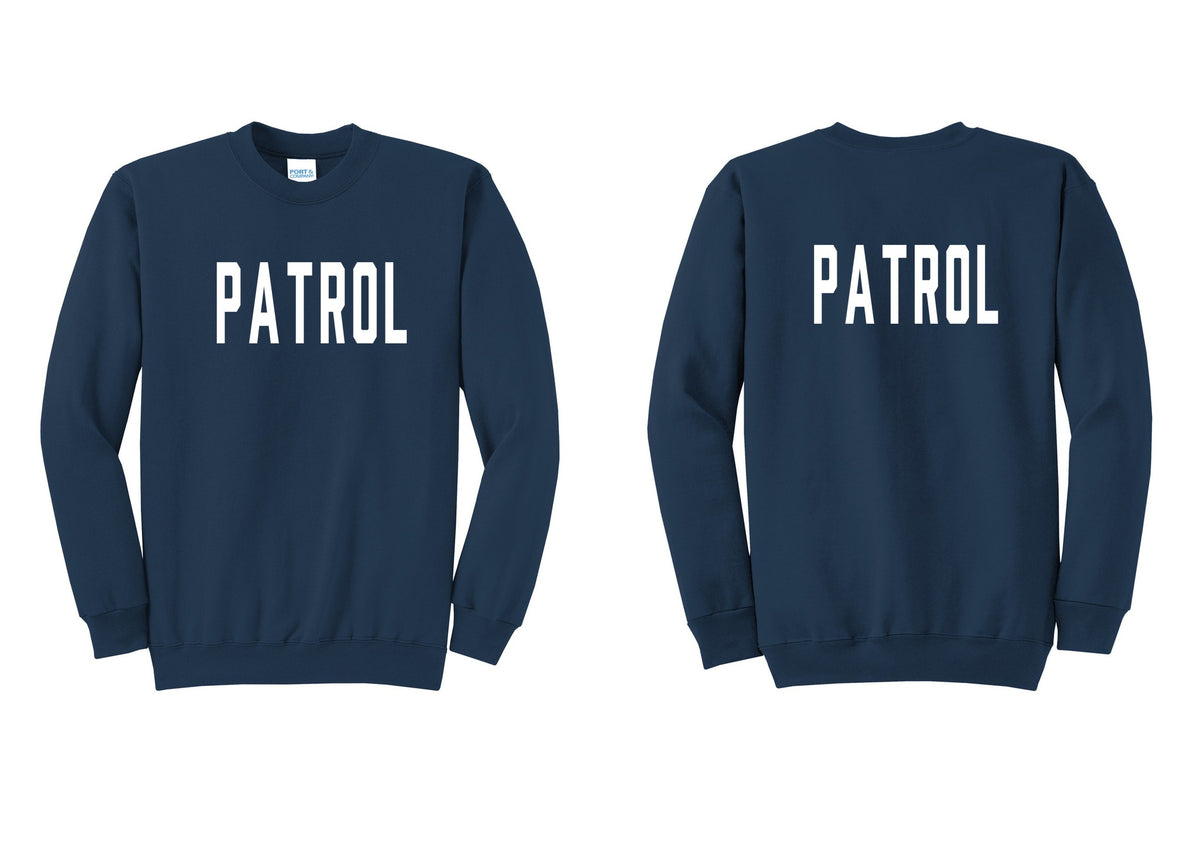 NYC Factory Patrol Cotton Fleece Crewneck Sweatshirt (Classic) - Front + Back - Navy