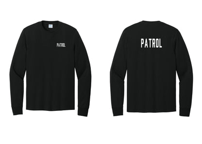 NYC Factory Patrol Cotton Long Sleeve T-Shirt (Classic) - Chest + Back - Black