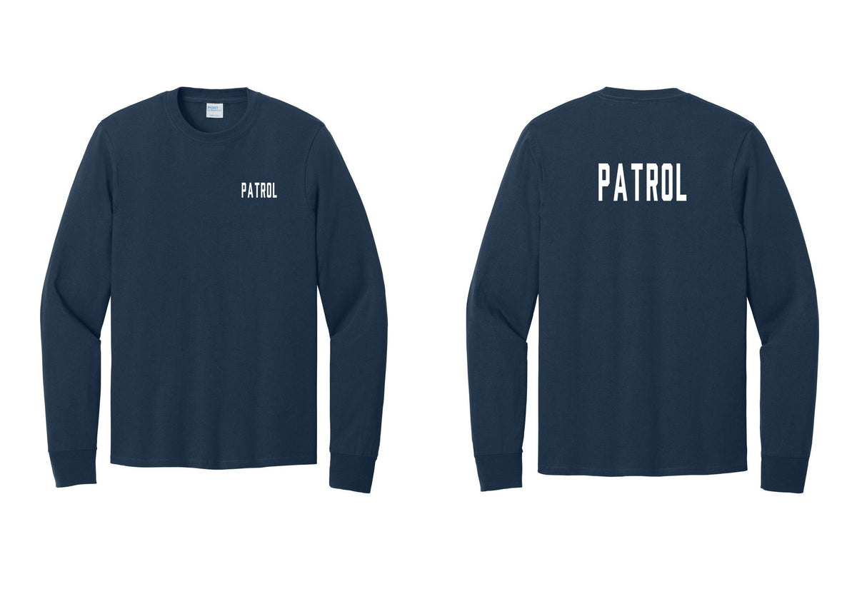 NYC Factory Patrol Cotton Long Sleeve T-Shirt (Classic) - Chest + Back - Navy
