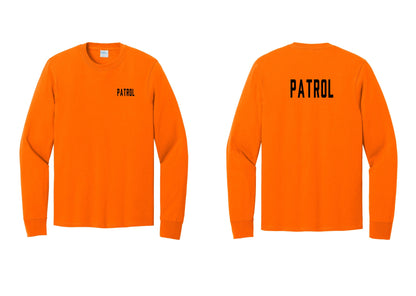 NYC Factory Patrol Cotton Long Sleeve T-Shirt (Classic) - Chest + Back - Safety Orange