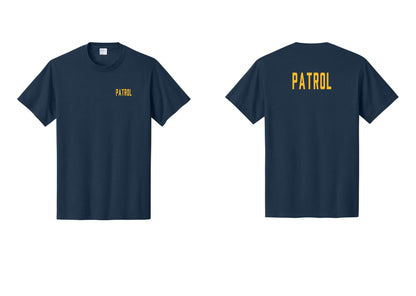 NYC Factory Patrol T-Shirt for Security & Event Teams (Classic) - Chest + Back - Navy / Gold