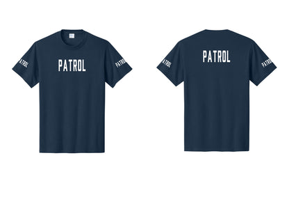 NYC Factory Patrol T-Shirt for Security & Event Teams (Classic) - Front + Back + Patrol Sleeves - Navy
