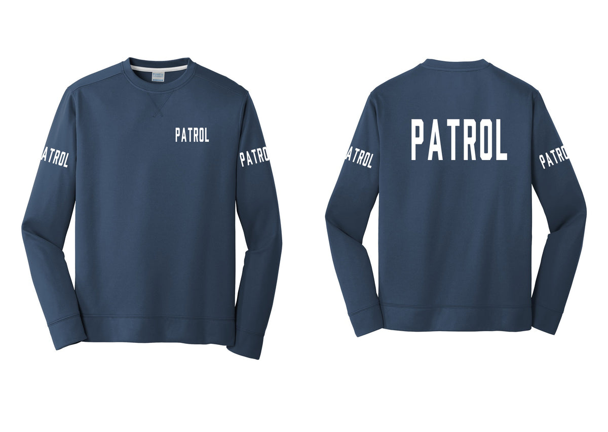 NYC Factory Patrol Performance Fleece Crewneck Sweatshirt (Classic) - Chest + Back + Patrol Sleeves - Navy