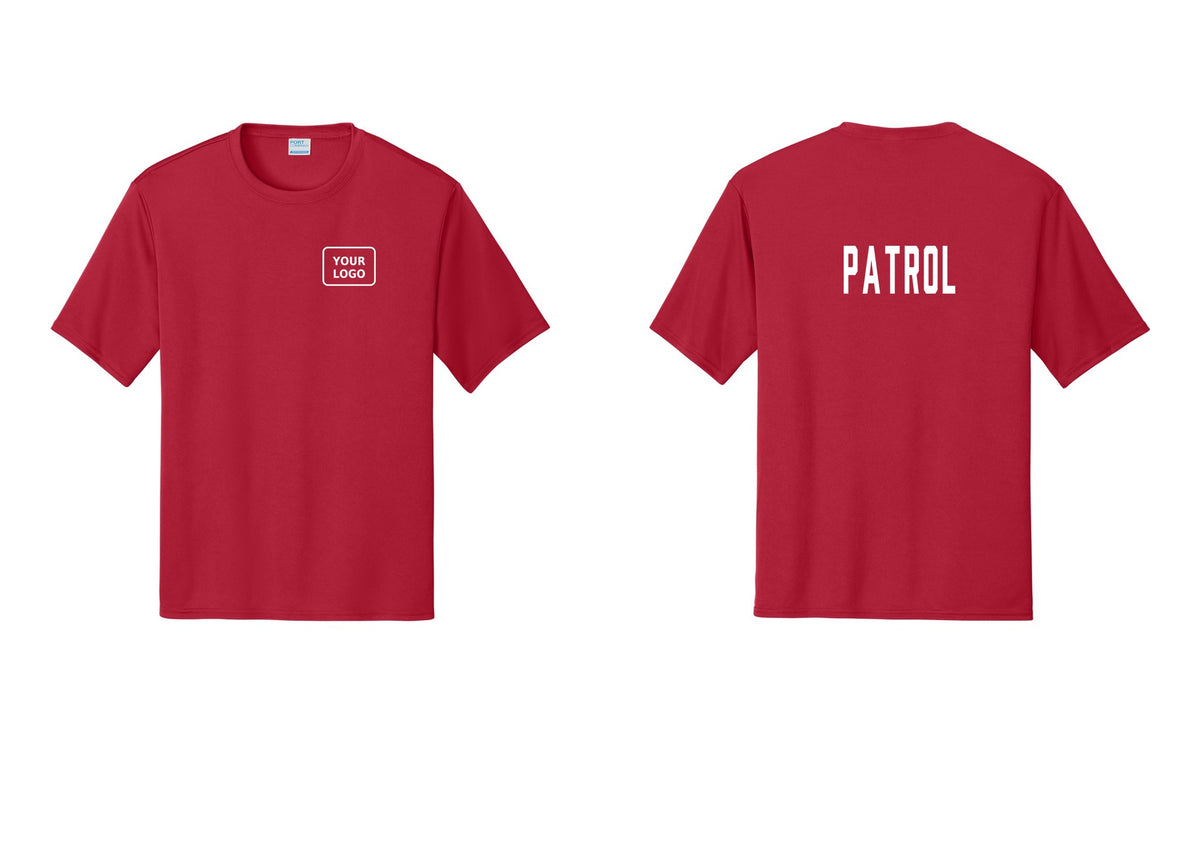 NYC Factory Custom Logo Patrol Performance T-Shirt (Classic) - Your Logo + Back - Red