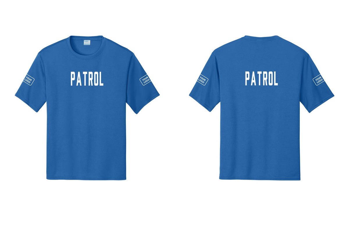 NYC Factory Custom Logo Patrol Performance T-Shirt (Classic) - Front + Back + Your Logo Sleeves - Royal