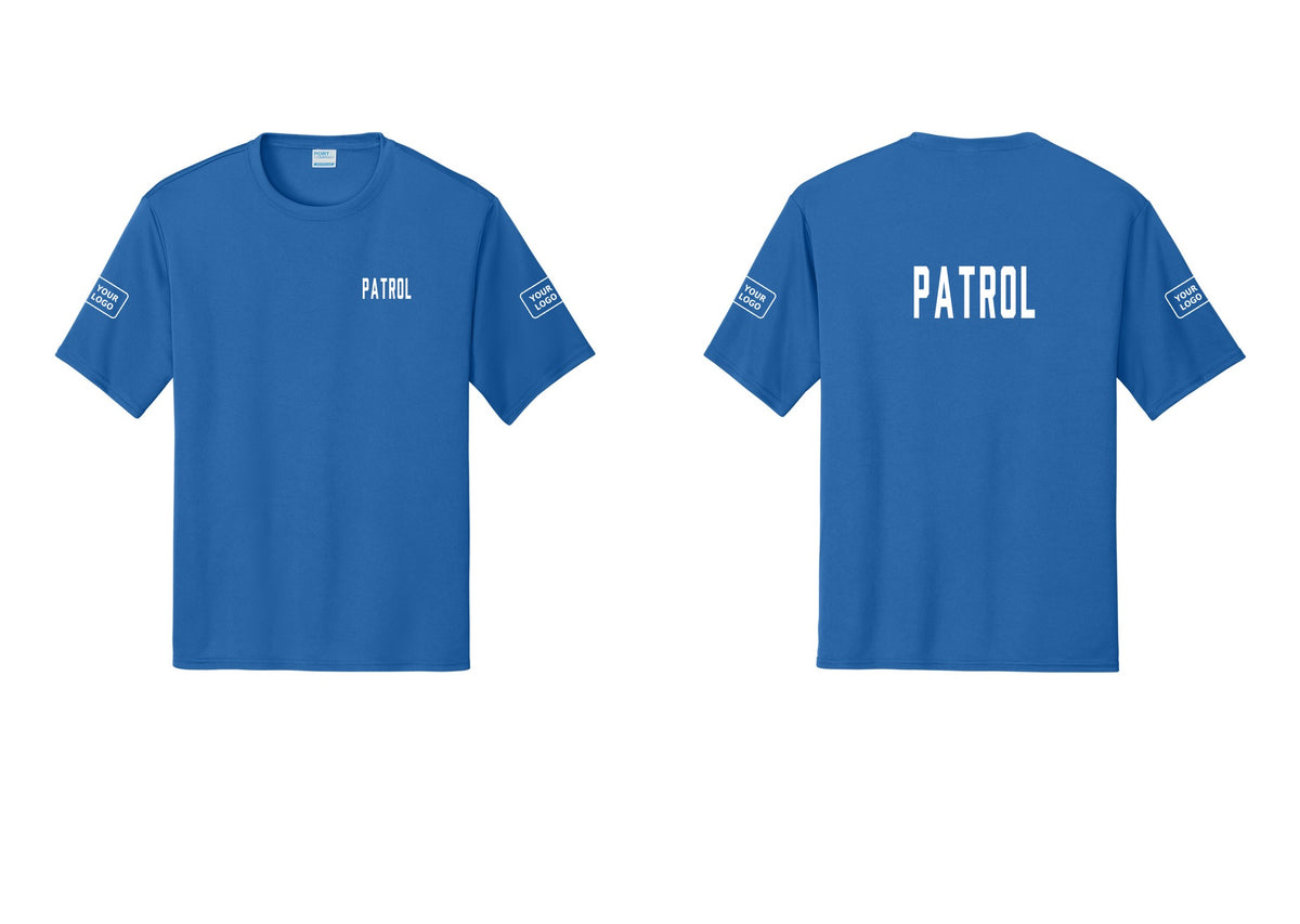 NYC Factory Custom Logo Patrol Performance T-Shirt (Classic) - Chest + Back + Your Logo Sleeves - Royal
