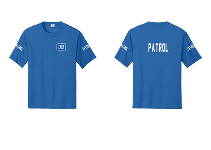 NYC Factory Custom Logo Patrol Performance T-Shirt (Classic) - Your Logo + Back + Patrol Sleeves - Royal