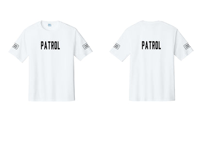 NYC Factory Custom Logo Patrol Performance T-Shirt (Classic) - Front + Back + Your Logo Sleeves - White