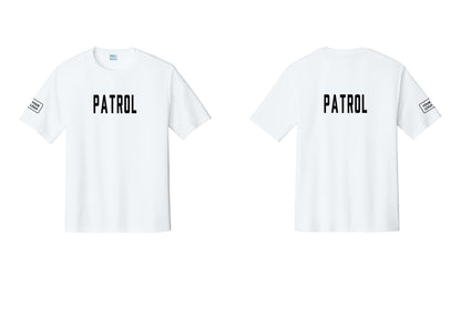 NYC Factory Custom Logo Patrol Performance T-Shirt (Classic) - Front + Back + Your Logo Sleeve - White