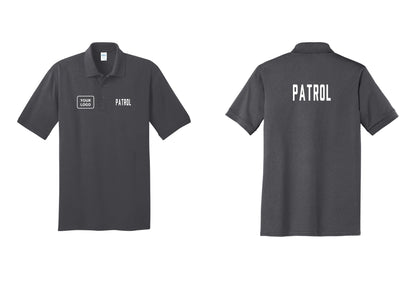 NYC Factory Custom Logo Patrol Polo Shirt (Classic) - PATROL + Your Logo + Back - Charcoal