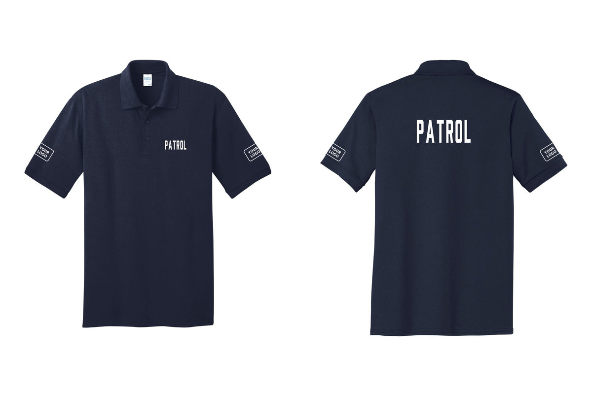 NYC Factory Custom Logo Patrol Polo Shirt (Classic) - Chest + Back + Your Logo Sleeves - Navy