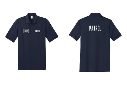 NYC Factory Custom Logo Patrol Polo Shirt (Classic) - PATROL + Your Logo + Back - Navy