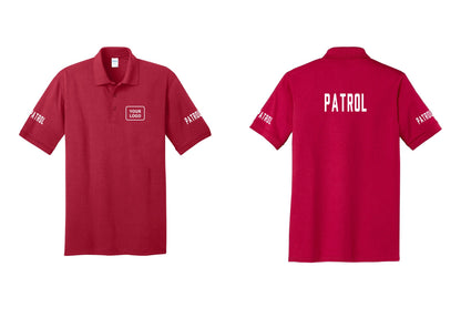 NYC Factory Custom Logo Patrol Polo Shirt (Classic) - Your Logo + Back + Patrol Sleeves - Red