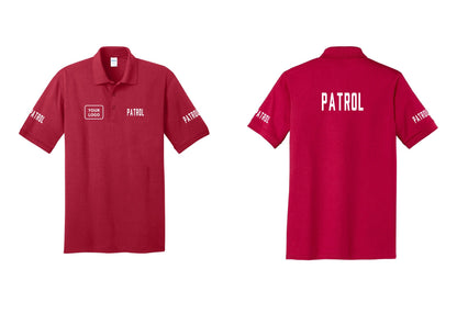 NYC Factory Custom Logo Patrol Polo Shirt (Classic) - PATROL + Your Logo + Back + Patrol Sleeves - Red