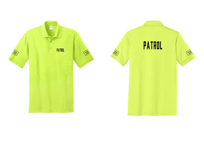 NYC Factory Custom Logo Patrol Polo Shirt (Classic) - Chest + Back + Your Logo Sleeves - Safety Green