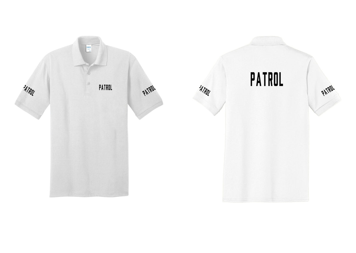 NYC Factory Patrol Polo Shirt (Classic) - Chest + Back + Patrol Sleeves - White