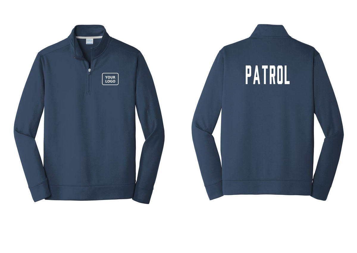 NYC Factory Custom Logo Patrol Performance Fleece 1/4-Zip Pullover Sweatshirt (Classic) - Your Logo + Back - Navy