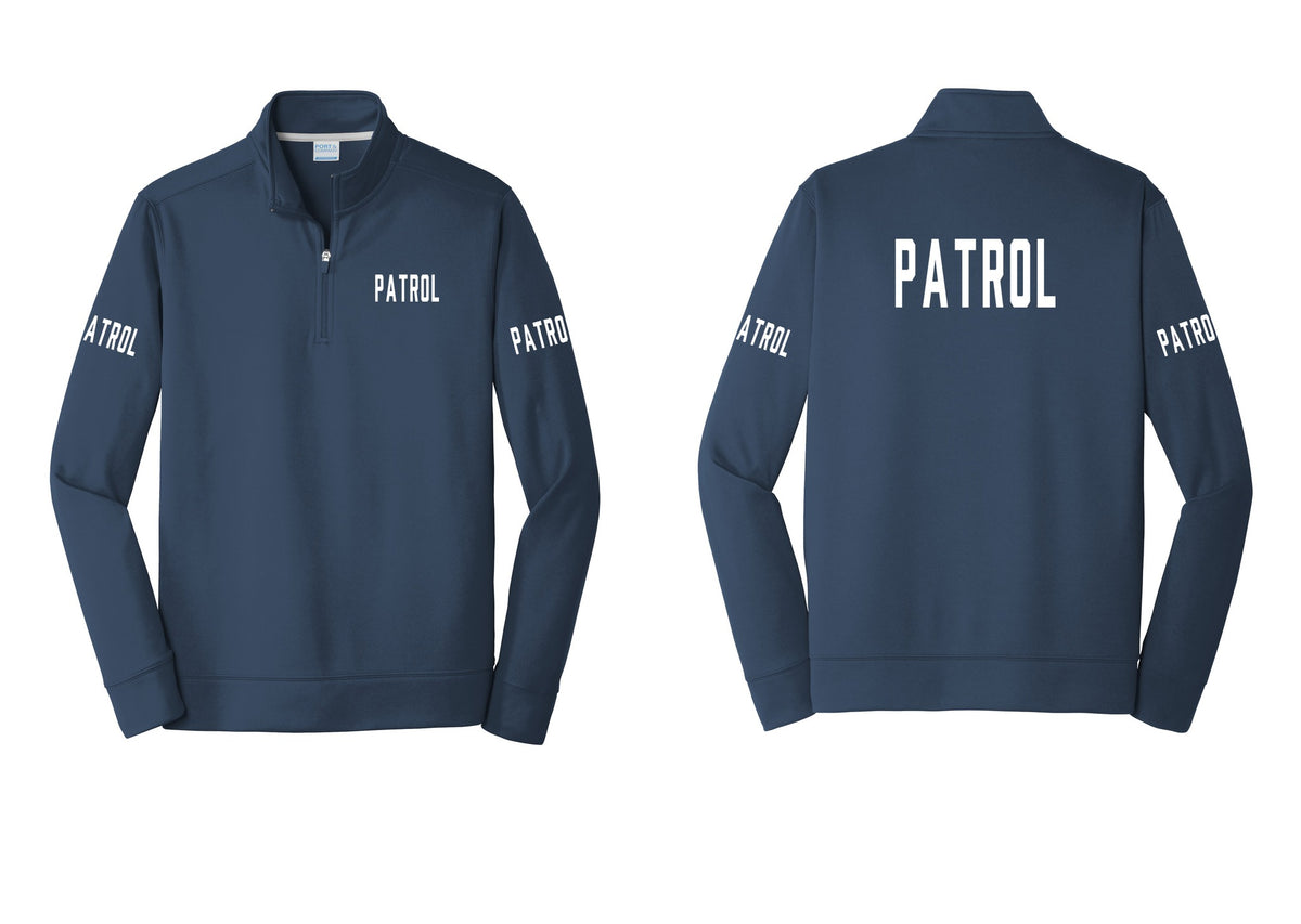 NYC Factory Patrol Performance Fleece 1/4-Zip Pullover Sweatshirt (Classic) - Chest + Back + Patrol Sleeves - Navy
