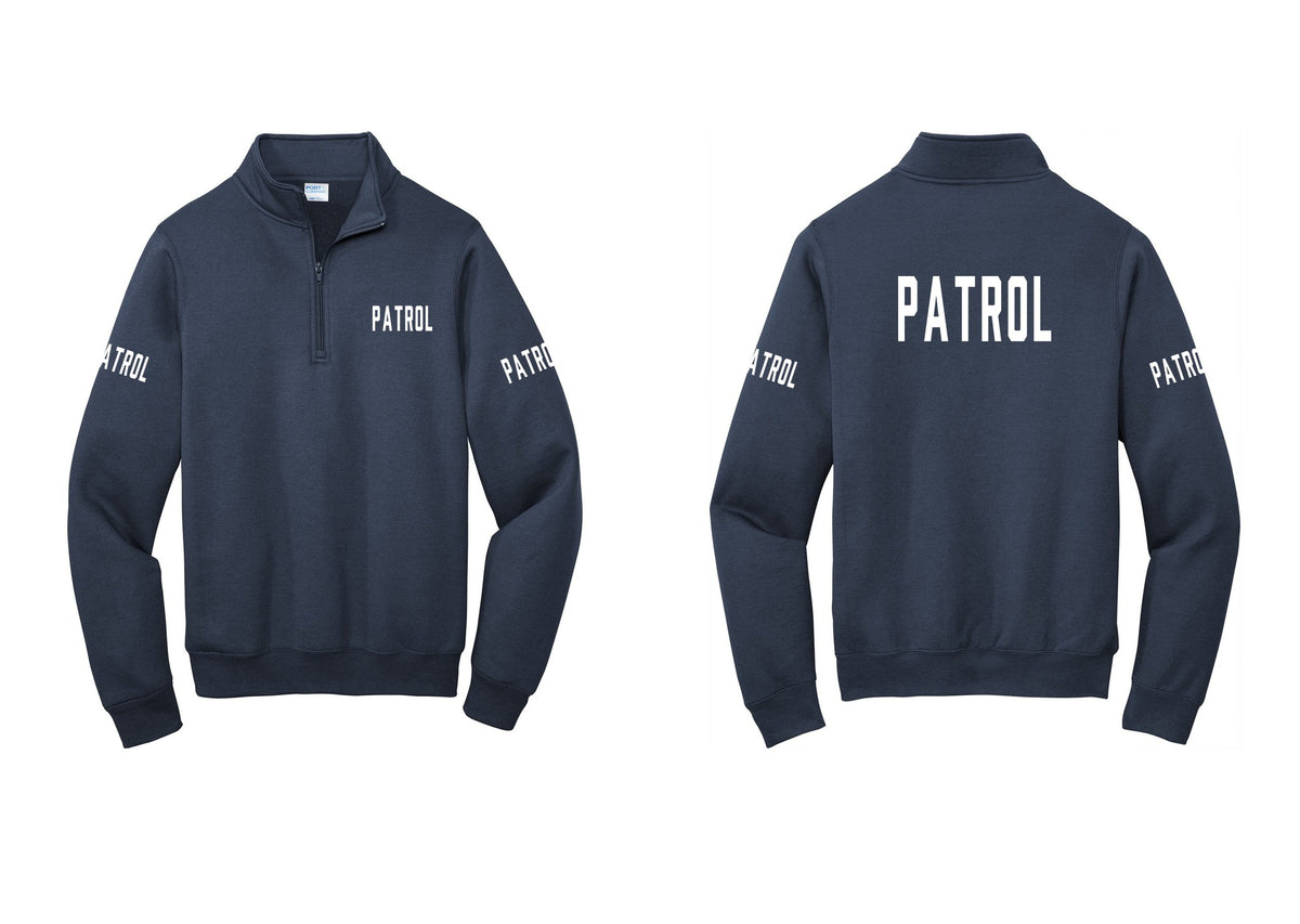 NYC Factory Patrol Cotton Fleece 1/4-Zip Pullover Sweatshirt (Classic) - Chest + Back + Patrol Sleeves - Navy