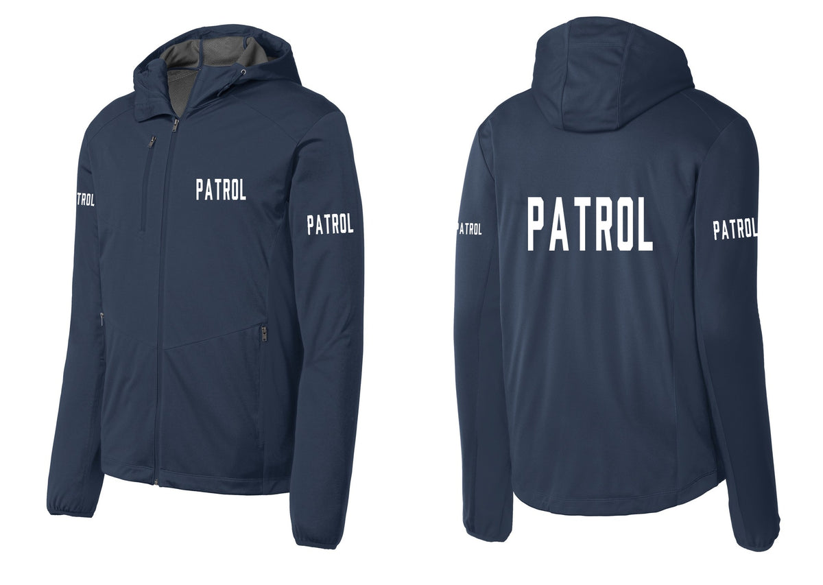 NYC Factory Patrol Soft Shell Hooded Jacket (Classic) - Chest + Back + Patrol Sleeves - Dress Blue Navy