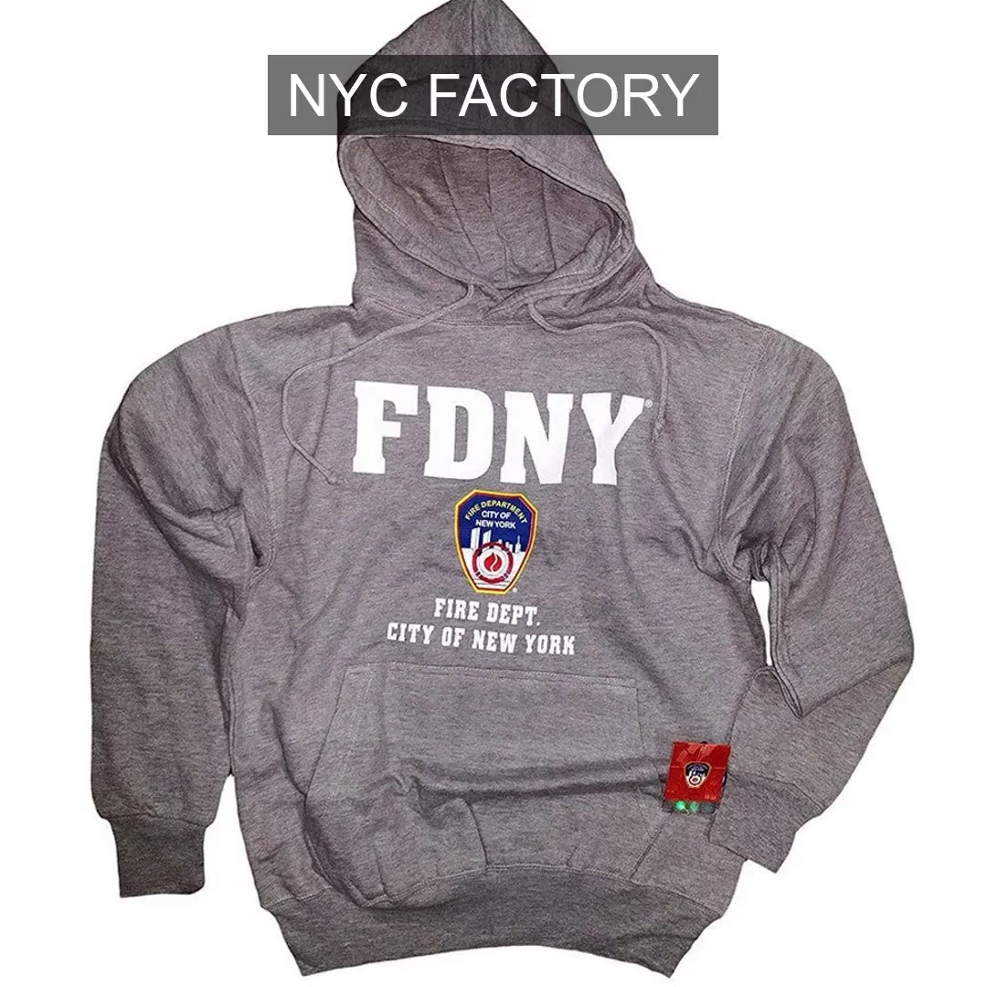 FDNY Men's Officially Licensed Gray Hoodie Sweatshirt